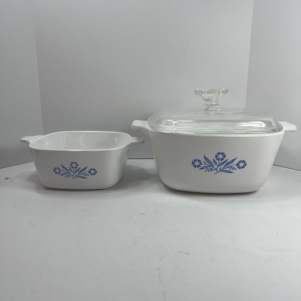 CORNING WARE P-43-B 22 OZ.  & CORNING WARE 1 3/4 QT. P-1 3/4-B W/ Pyrex  Lid